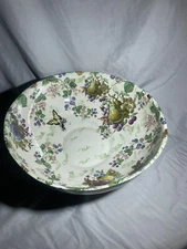 Wydnor Hall Large Floral Butterly Bowl, Measures 13.5 inches Diameter