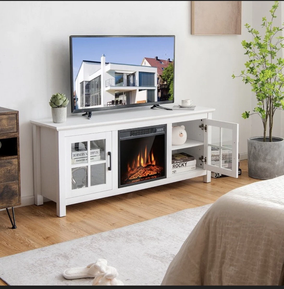 58 Inches Fireplace TV Stand for TVs up to 65 Inches W/ 1400W Electric  Fireplace 7625304430150 | eBay