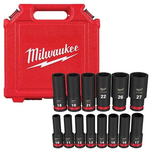 Milwaukee 4932480457 ShockWave 1/2" Hex Deep Impact Socket Set 10 Piece
