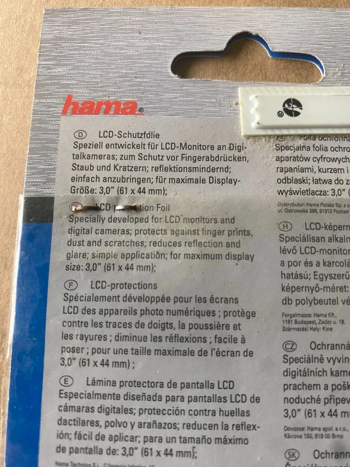 Hama 3 x LCD Display Screen 3" inch Foil Screen Protector for Camera DSLR Etc - Image 2 of 3