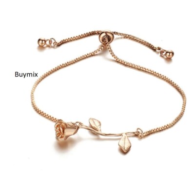 Bezauberndes Armband Rose verstellbar Silber Rosegold Armreif Damen Frauen Geschenk