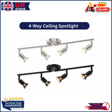 LED Ceiling Spotlight 4-Way Adjustable Modern Matte Black & Silver Light