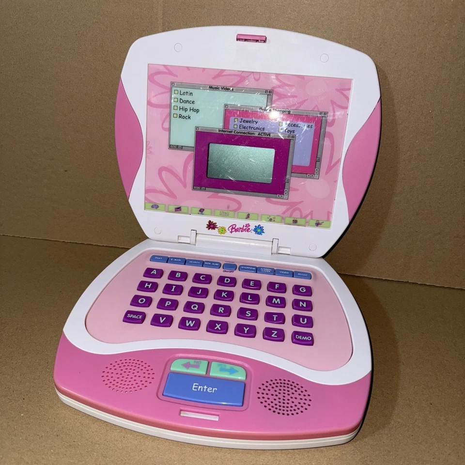 Mattel Barbie BE-184 White Portable Educational Toy Laptop Learning Computer - Image 2 of 4