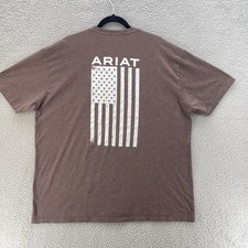 Ariat Freedom T-Shirt Men XXL Brown Heather American Flag Short Sleeve Top