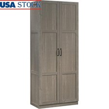 Adjustable Storage Cabinet W/ Double Doors Stylish Organization Solution Home US