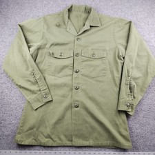 Vintage US Military Shirt Mens Large Green OG 507 80s Utility Poly Cotton Dura