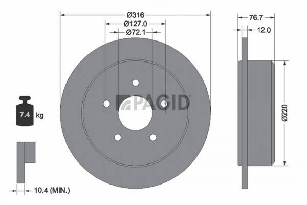 2X Pagid Bremsscheibe 55277N FüR Jeep Wrangler 3 JK CRD RWD-image