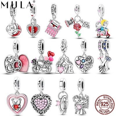 Europäisches 925 Sterling Silber Charm Valentinstag Liebe Herz fit Damen Armband