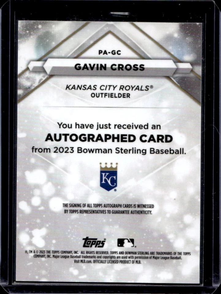 2023 Bowman Sterling Gavin Cross Prospect Auto #PA-GC Royals - Image 2 of 2