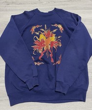 VTG Hanes Activewear Crewneck Purple Autumn Theme Graphic Print Sweatshirt XL