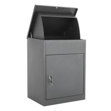 Dark Grey Wall Mount Galvanized Zinc Package Drop Box, Secure Outdoor