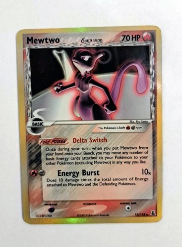 Pokemon TCG 2005 Mewtwo 12/113 EX Delta Species Rare Holo Lightly Played