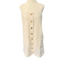J.Crew Womens White Linen Button Front Mini Dress Gold Buttons CC077 Size S NWT