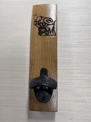 Authentic Jack Daniel Oak Barrel Stave Decor bottle opener Wisconsin sports team
