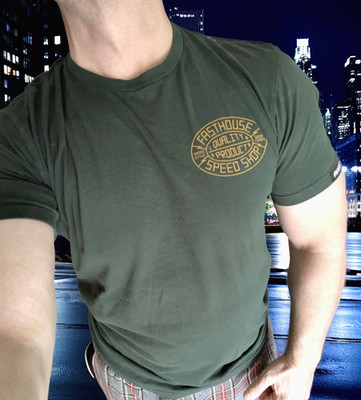 MEN'S TSHIRT: Fasthouse Speed Shop Moto Racing Dark Olive Green MEDIUM M