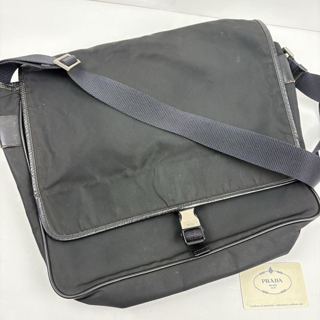 Prada Black Nylon 2-Way Shoulder Bag with Triangle Logo - Spacious & Stylish