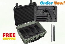 TSA Approved Hard Pistol Case w/DIY Foam for 2 Handguns  9mm Waterproof