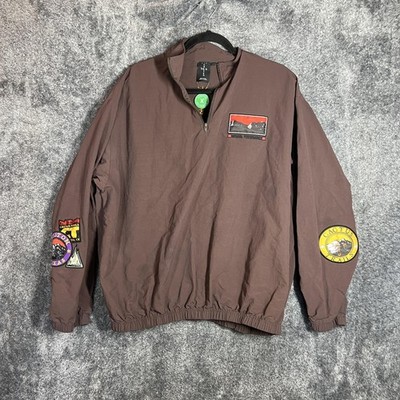 Cactus Jack Jacket Mens Large Brown Cactus Trails Nylon 1/4 Zip Windbreaker
