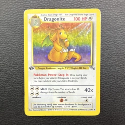 Dragonite 4/62 Fossil 1st Edition Holo Rare Pokémon TCG Card English