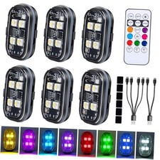 Upgraded 4LEDs 6PCS Wireless LED Strobe Lights with Remote Control, 8 Colors