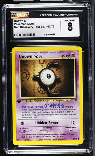 Unown [E] (1st Edition) graded CGC 8 for sale on eBay