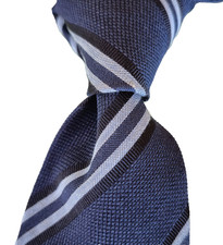 NWT TOM FORD Blue Black Navy Silver Striped Woven Silk Tie 280