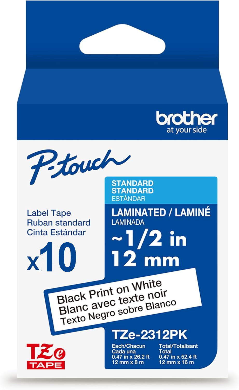 10PK For Brother P-Touch TZe-231 TZ-231 12mm White Standard Laminated Label Tape