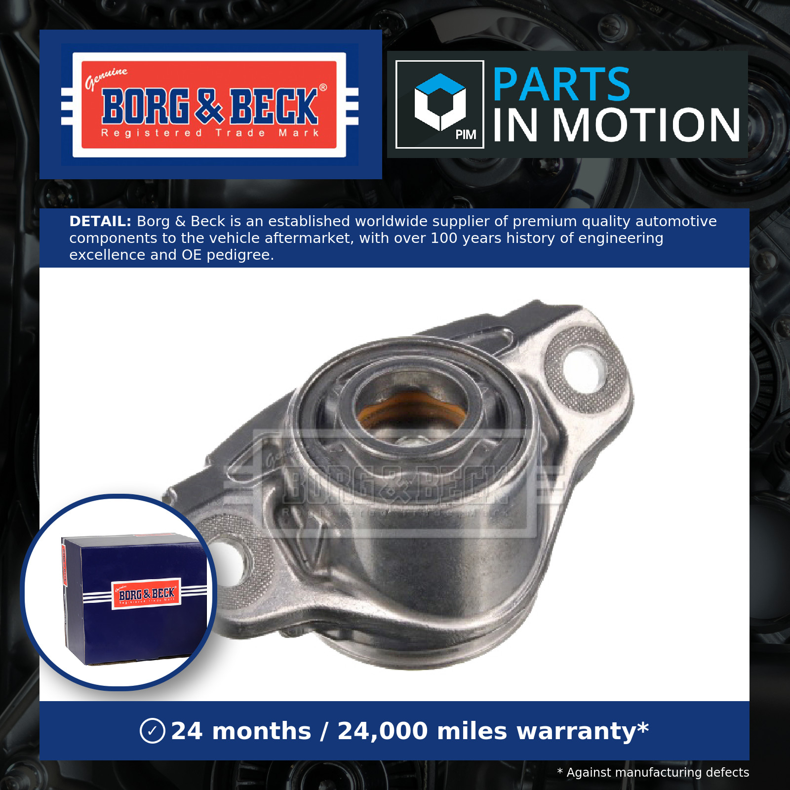 Top Strut Mounting fits SKODA SUPERB Mk3 Rear 2015 on B&B 5Q0513353E 5Q0513353G
