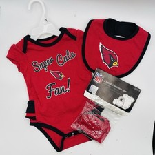 NFL ARIZONA CARDINALS 3-pc Set  Creeper, Bib and Booties 3-6 Mos Girls NWT 