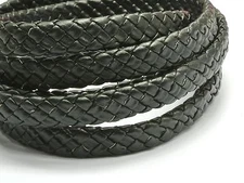 16.4 Feets Black Flat Braided Bolo Synthetic Leather Cord 10X4mm
