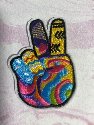 NOT SPECIFIED Peace Sign Iron On Patch Embroidered Hippie+ 1 Free Sticker With Purchase!