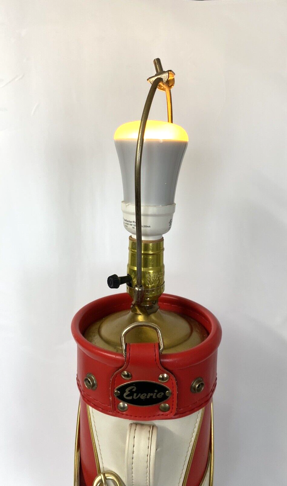 Vintage Everie Golf Bag Table Lamp Red/ White Golf Light 1970’s