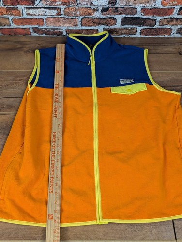 Polo Ralph Lauren Chaleco de Vellón Cepillado Bloqueado de Color para Hombres X-Grande Naranja Azul - Imagen 7 de 7