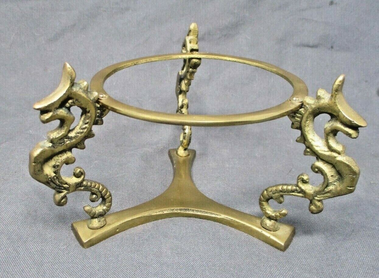 Vintage Brass Dragon Round 5” Plant Bowl Stand Andrea by Sadek Made in Korea 