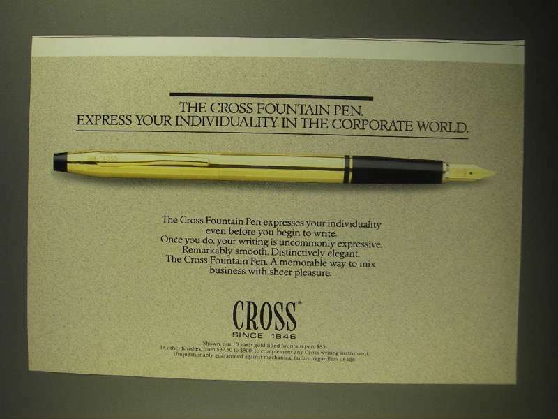 1987 Cross Fountain Pen Ad - Express Your Individuality