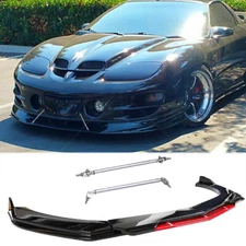 Front Bumper Lip Splitter Body Kits Red&Black + Strut Rods For Pontiac Firebird