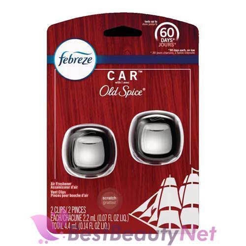 Febreze Car Air Freshener Old Spice Scent 60 Days 2 Clips 0.14oz / 4.4ml - Picture 1 of 1