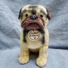 Hallmark 8" Pug Puppy Dog Plush Stuffed Animal My Best Friend Tan Sitting