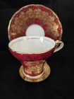 Aynsley Deep Red  Burgundy Corset Tea Cup & Saucer Gold CHINTZ made in England — photo 8