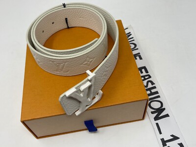Louis Vuitton Belt 【95CM】 LOUIS VUITTON REVERSIBLE BELT LV 40MM EMBOSSED VIRGIL ABLOH WHITE