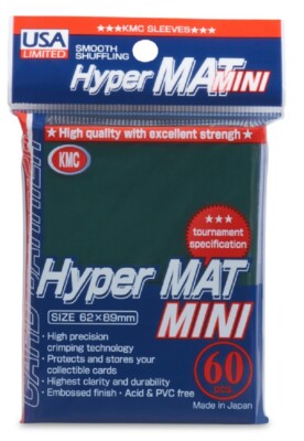 KMC Sleeves Hyper Mat Mini GREEN Matte Japanese Size 62x89mm (60 Count Pack)