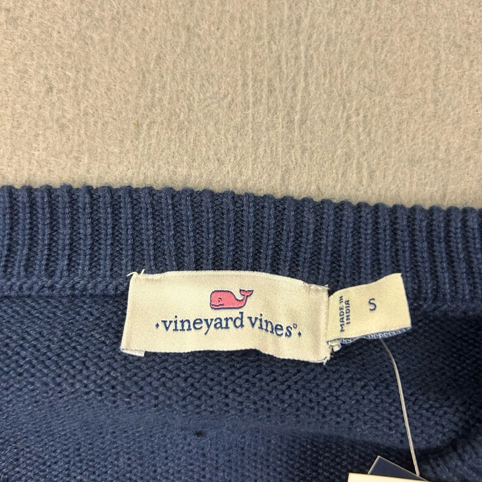 Vineyard Vines 毛衣女式小号蓝色长袖 Pointelle Cardigan 全新带标签 — 第 2/4 张图片