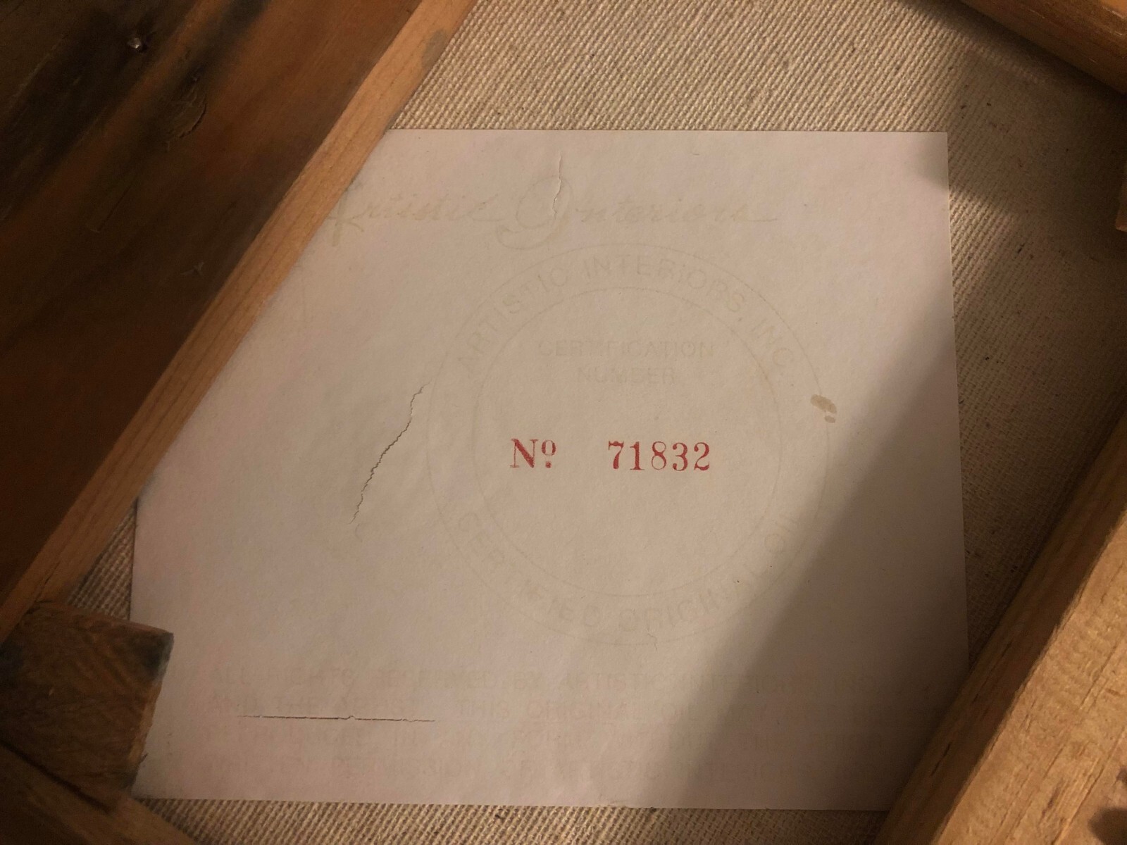 Certified Artistic Interiors Inc. Oil Landscape Painting Signed By