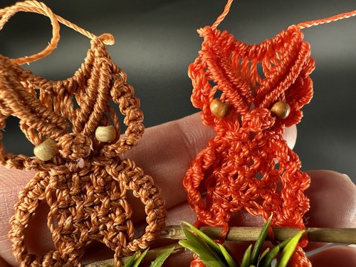 XRARE VTG 60s Retro MINIATURES Owl SET 2 Jute / Hemp Macramé Hanging Wall Art 4" - Picture 15 of 22
