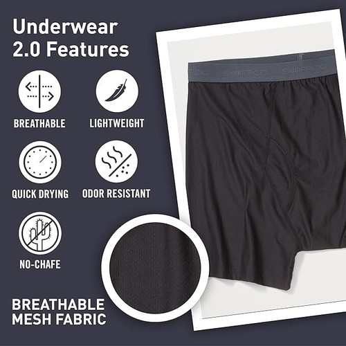 ExOfficio L81447 Men's Black Poly Bag Give-N-Go 2.0 Boxer Brief Size S - 第 2/4 張圖片