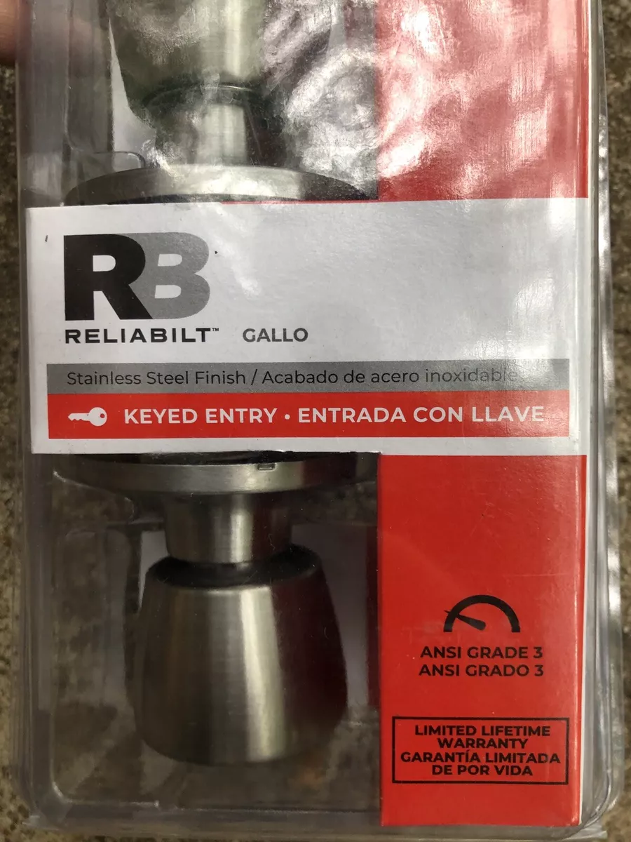 RELIABILT Baron Satin Nickel Exterior Keyed Entry Door Knob in the