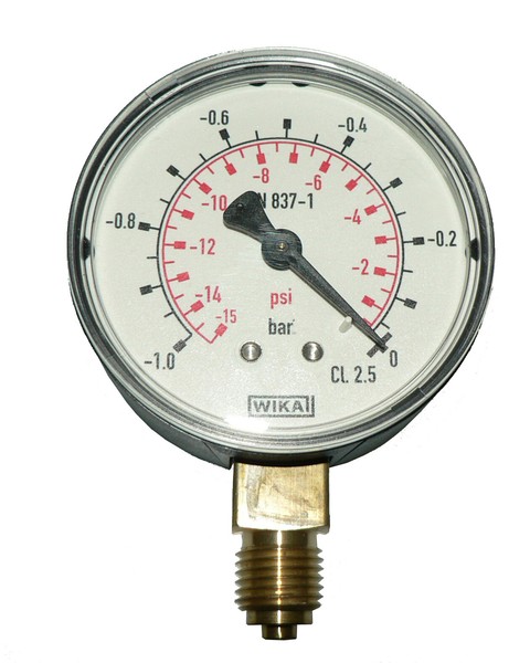 "Vakuum Manometer 63 Mm, Senkrechter Einbau, Von -1 Bis 0 Bar, G1/4\" Anschluss"-image