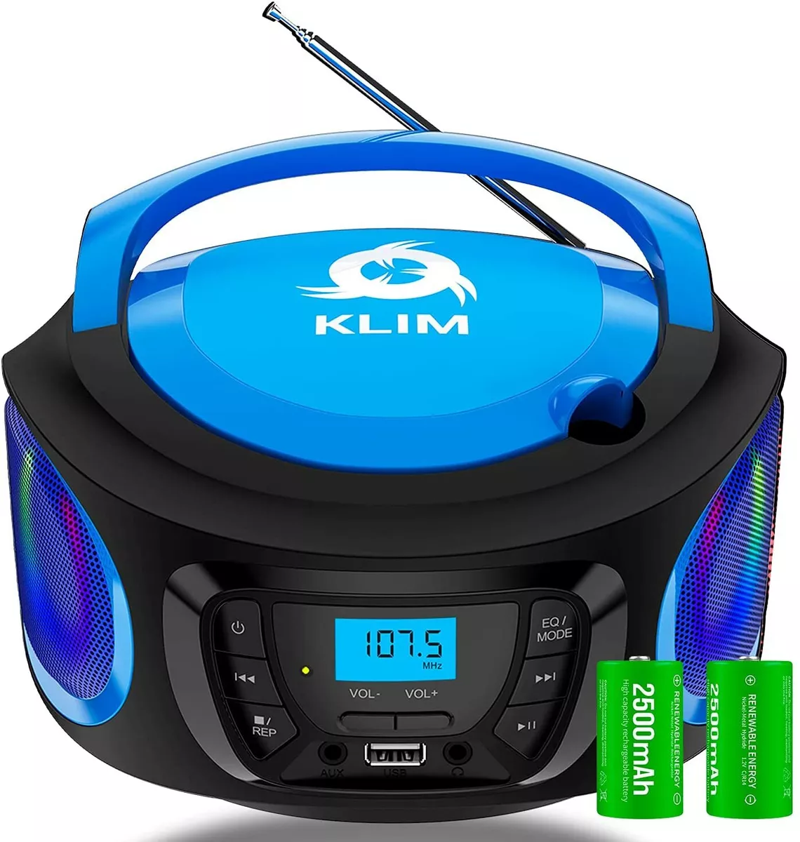 KLIM Speaker Lecteur CD Portable avec Haut-parleurs + Bluetooth