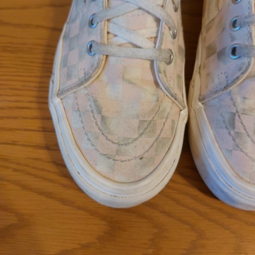 Vans Sk8-Hi Skate Shoes Trainers Women Size UK 8 Pink Silver Canvas Checkerboard - Picture 7 of 15