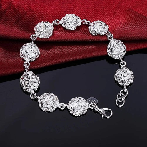 Sterling Silver Square Chain Bracelet for Women & Men Wedding Gift - Picture 8 of 30